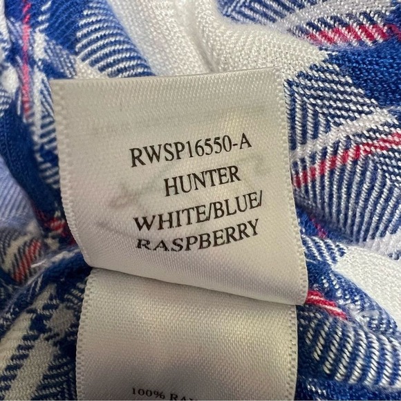 Rails Hunter Plaid Shirt Small Button Down Long Sleeve White Blue Raspberry Soft - Picture 12 of 13